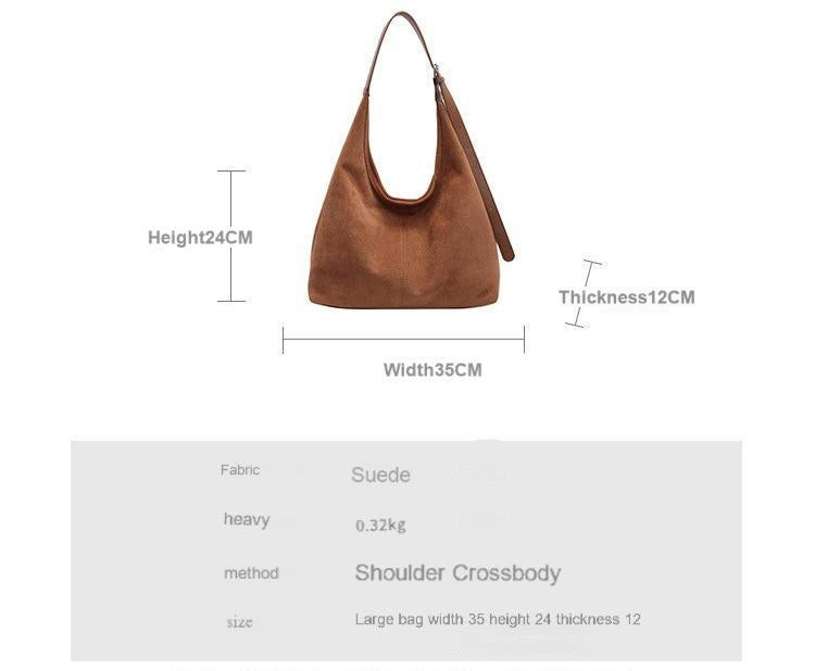 New suede bucket bag for autumn and winter, large capacity, one-shoulder underarm tote bag