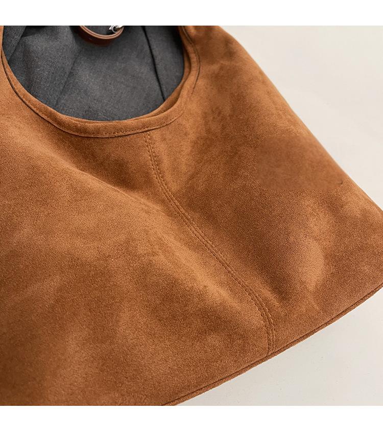 New suede bucket bag for autumn and winter, large capacity, one-shoulder underarm tote bag