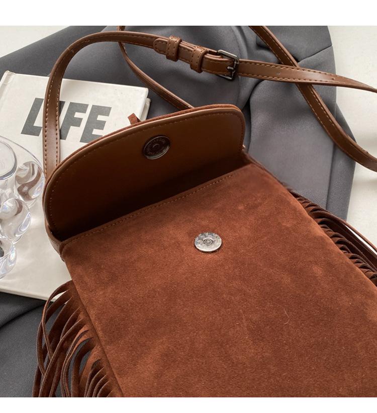 Autumn and winter suede women's bag niche tassel mobile phone bag