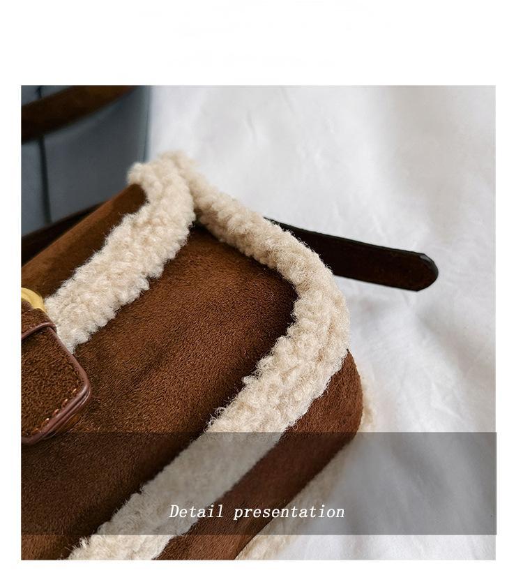 High-quality textured retro furry plush bag for women