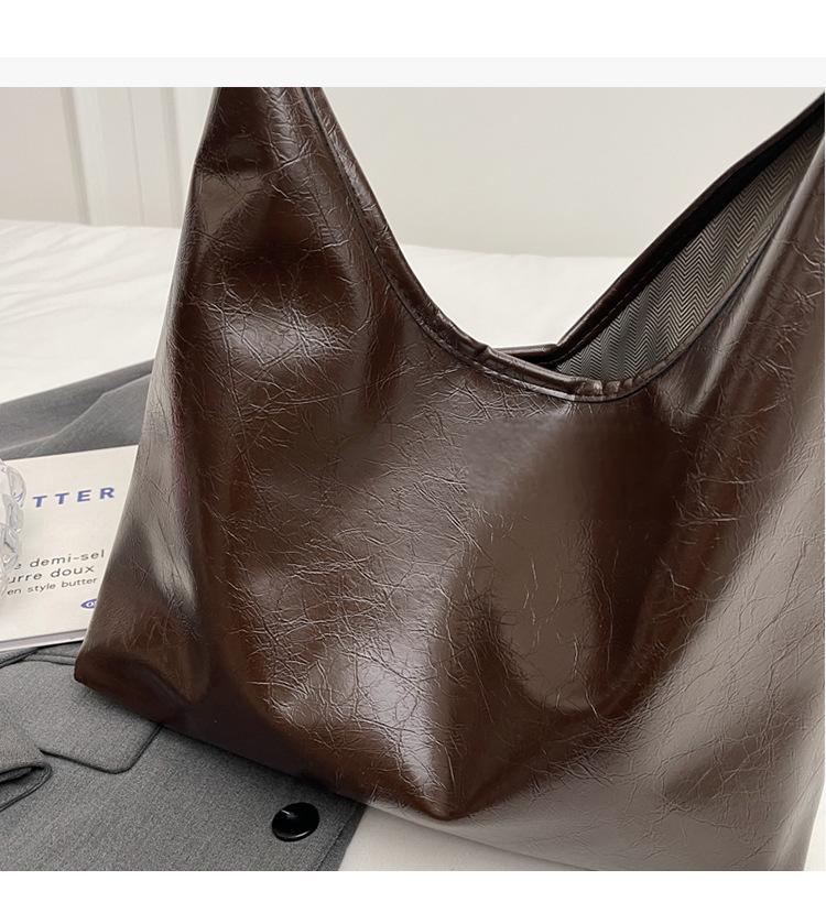 New casual soft leather large bag texture commuting simple shoulder underarm bag