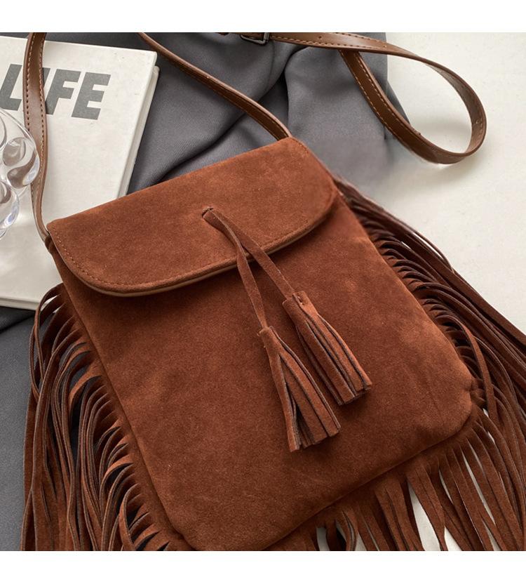 Autumn and winter suede women's bag niche tassel mobile phone bag