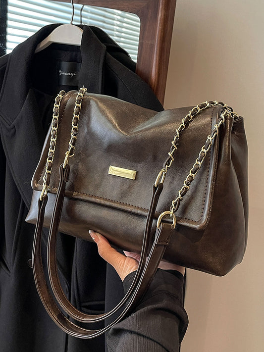 New autumn and winter fashion niche women's bag textured chain shoulder bag