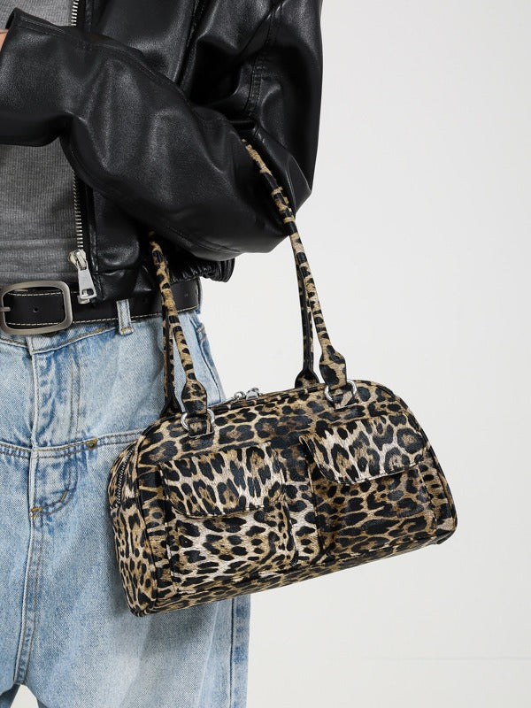 New Leopard Print One Shoulder Bowling Bag Casual Handbag