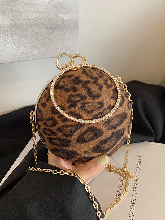 Fashionable and stylish ladies' crossbody chain handbag small round bag