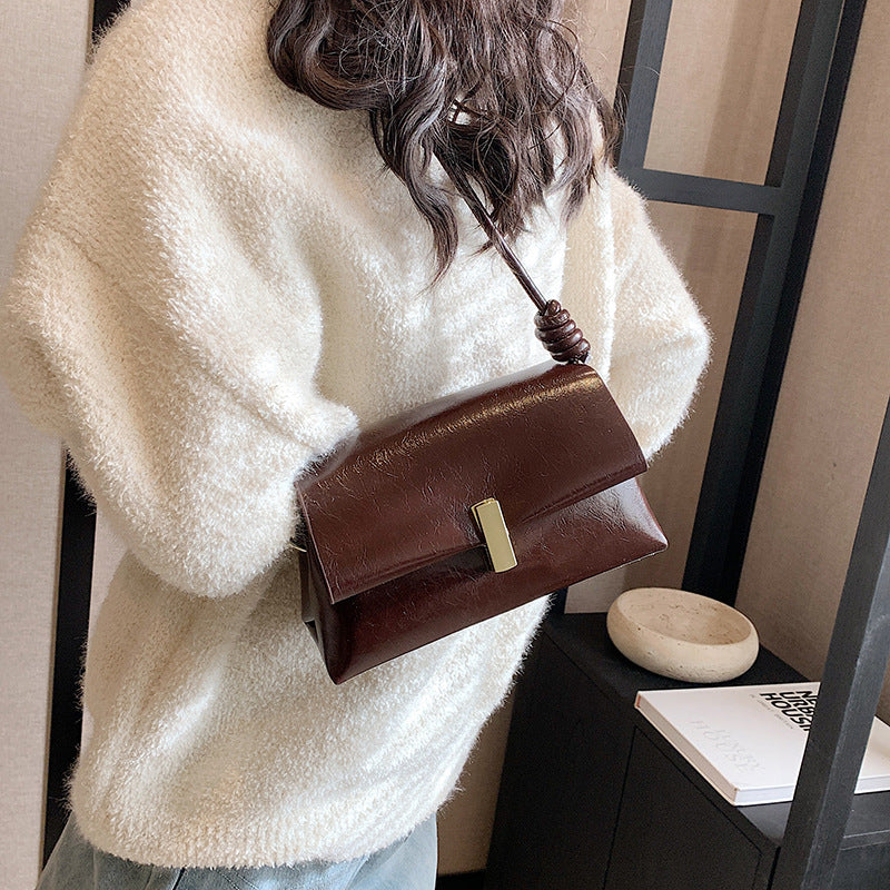 Small square bag autumn and winter high-end commuting baguette underarm bag