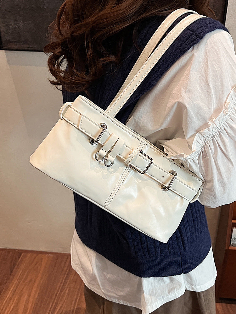 New women's bag underarm bag texture retro commuter belt buckle handbag