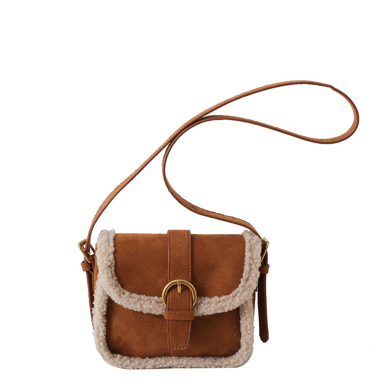 High-quality textured retro furry plush bag for women