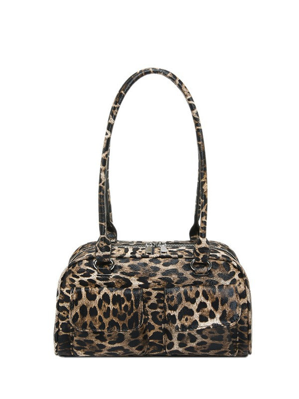 New Leopard Print One Shoulder Bowling Bag Casual Handbag