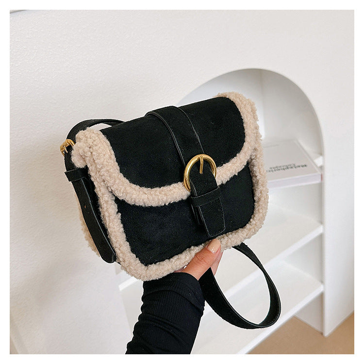 High-quality textured retro furry plush bag for women