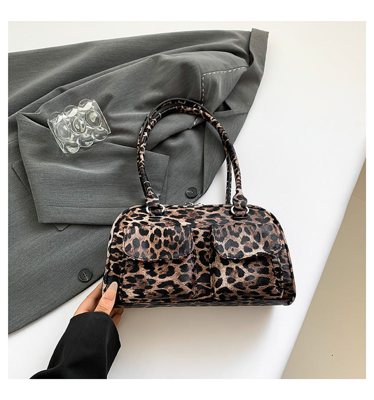 New Leopard Print One Shoulder Bowling Bag Casual Handbag